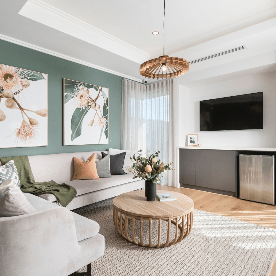 Serene green to living room - by 101 Residential